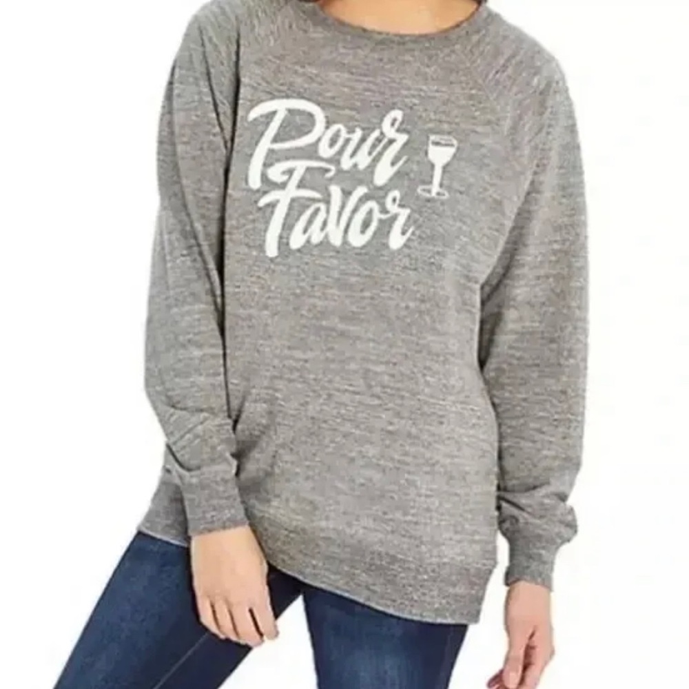 Wildfox Pour Favor Statement Sweatshirt Gray Womens Size Large‎ Oversized
